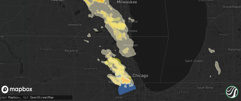 Hail map in Mundelein, IL on July 27, 2026
