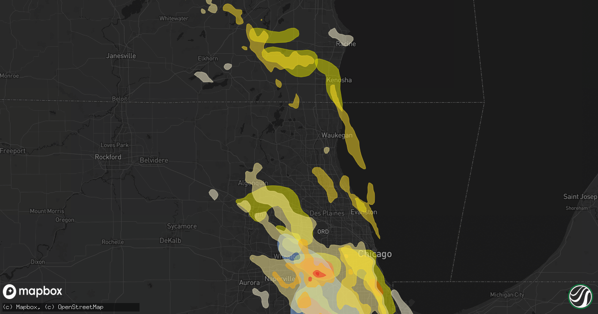 Hail map in Mundelein, IL on July 27, 2026