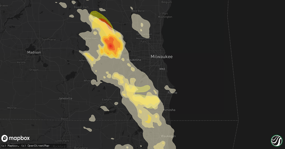 Hail map in Muskego, WI on July 27, 2026
