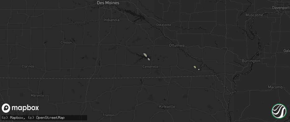 Hail map in Mystic, IA on July 27, 2026