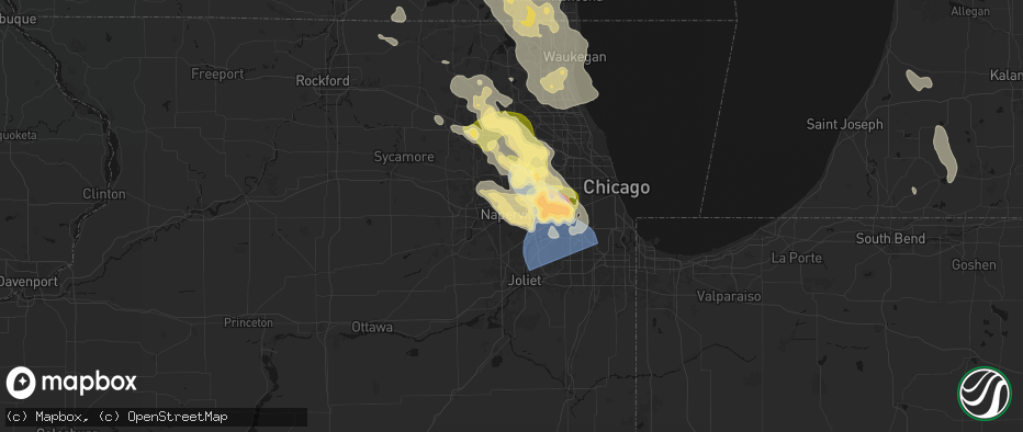 Hail map in Naperville, IL on July 27, 2026