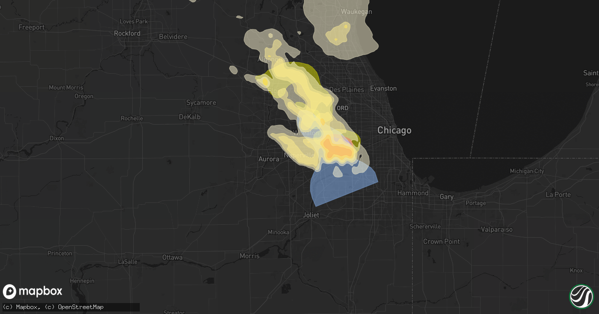 Hail map in Naperville, IL on July 27, 2026