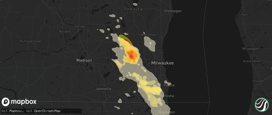 Hail map in Nashotah, WI on July 27, 2026