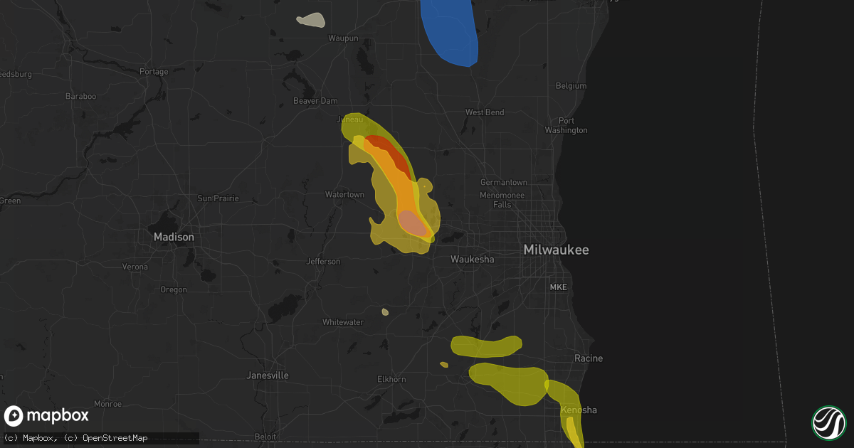 Hail map in Nashotah, WI on July 27, 2026