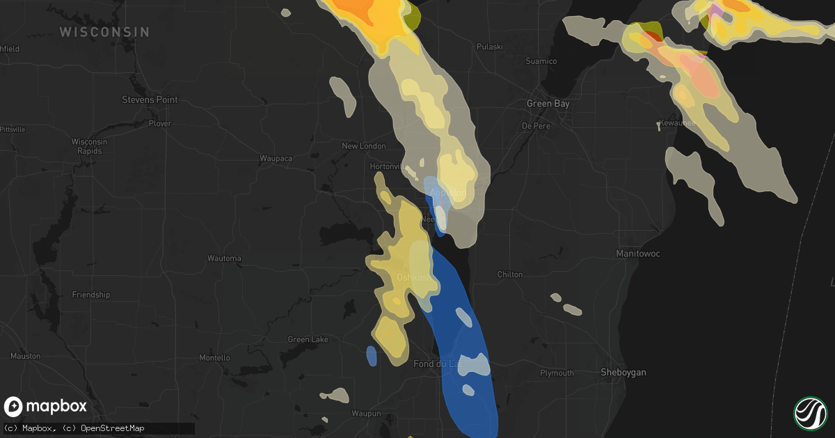 Hail map in Neenah, WI on July 27, 2026