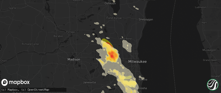 Hail map in Neosho, WI on July 27, 2026