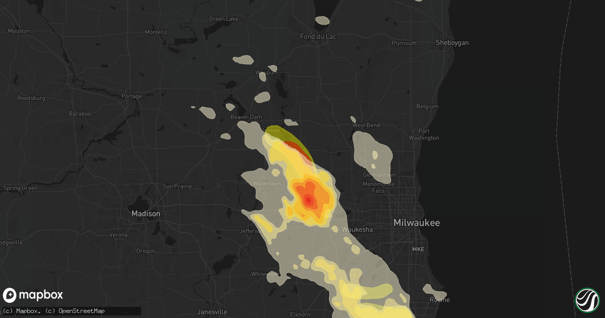 Hail map in Neosho, WI on July 27, 2026