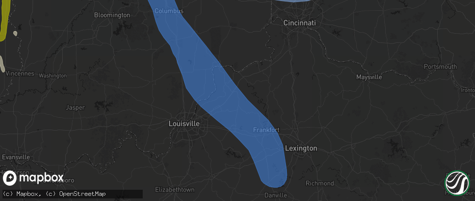 Hail map in New Castle, KY on July 27, 2026