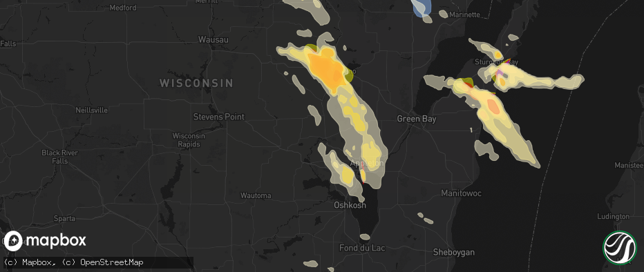 Hail map in New London, WI on July 27, 2026