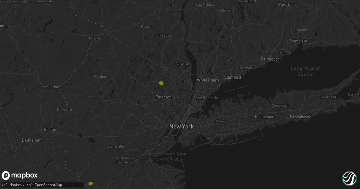 Hail map in New Milford, NJ on July 27, 2026