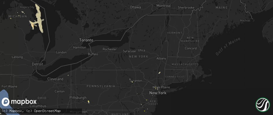 Hail map in New York on July 27, 2026