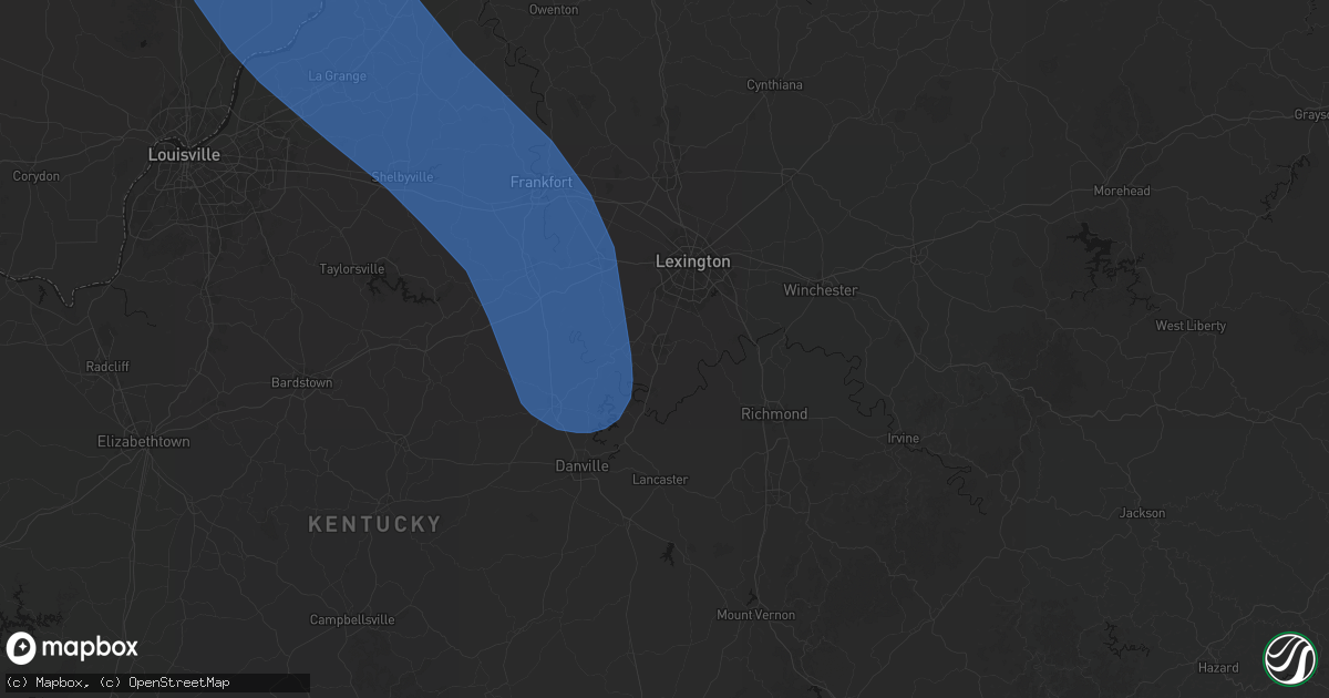 Hail map in Nicholasville, KY on July 27, 2026