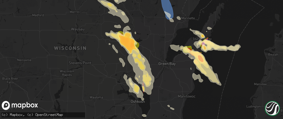 Hail map in Nichols, WI on July 27, 2026