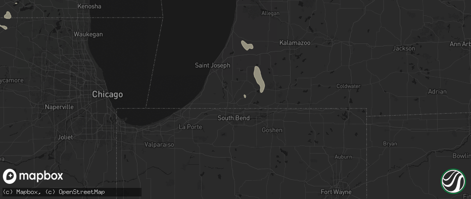 Hail map in Niles, MI on July 27, 2026
