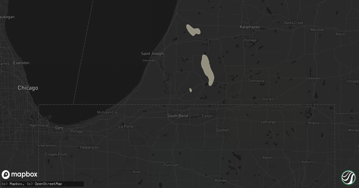 Hail map in Niles, MI on July 27, 2026