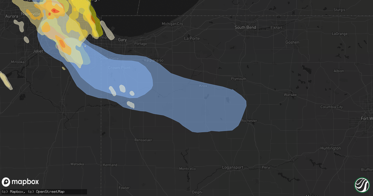 Hail map in North Judson, IN on July 27, 2026