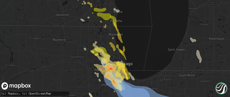 Hail map in Northbrook, IL on July 27, 2026