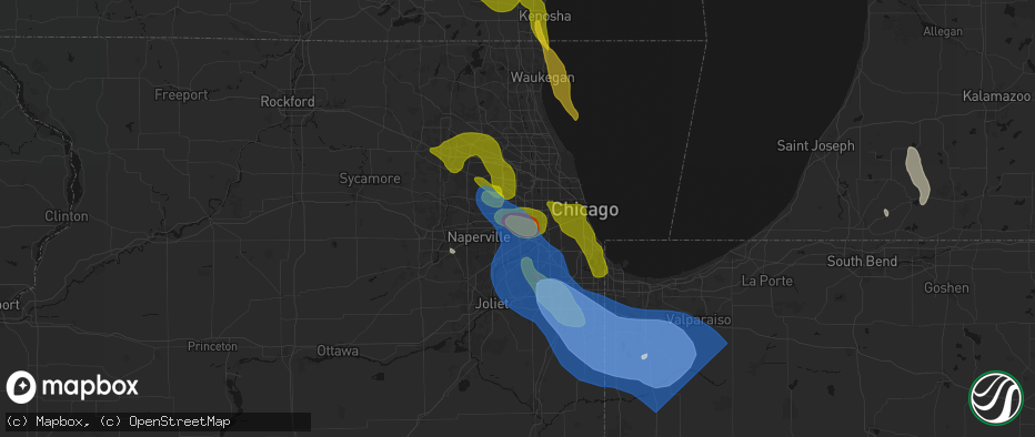 Hail map in Oak Brook, IL on July 27, 2026