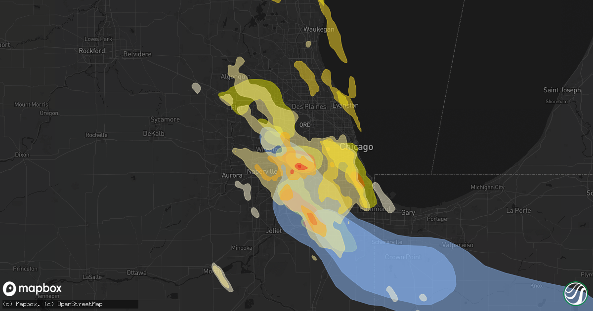 Hail map in Oak Brook, IL on July 27, 2026