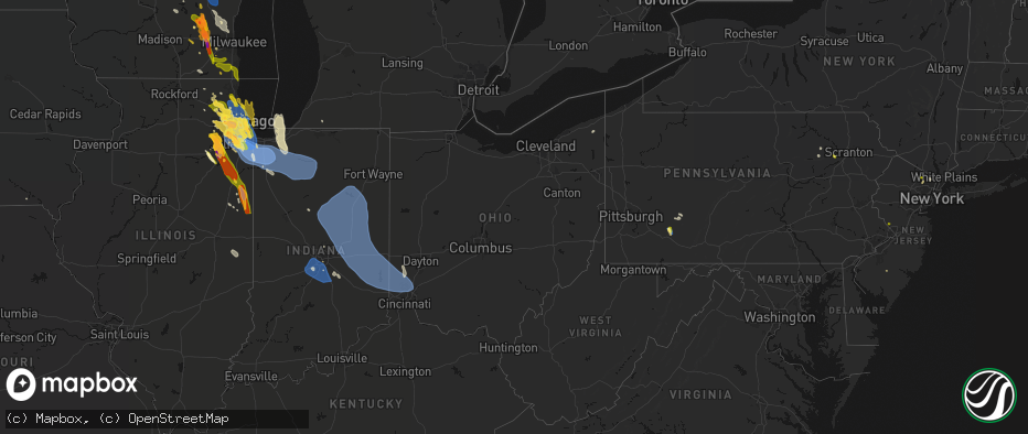Hail map in Ohio on July 27, 2026