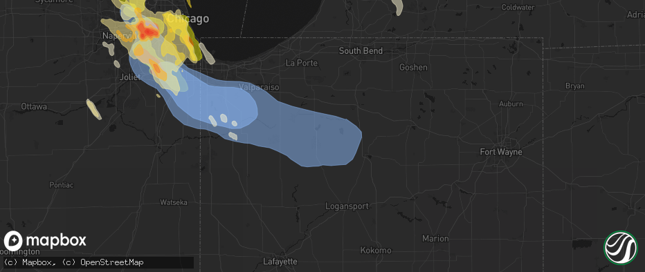 Hail map in Ora, IN on July 27, 2026