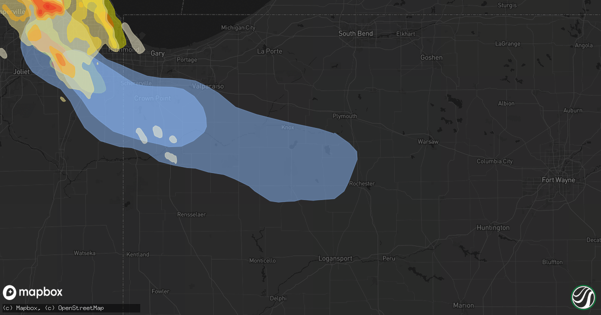 Hail map in Ora, IN on July 27, 2026