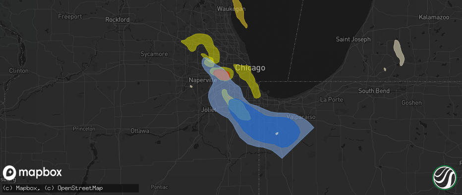 Hail map in Orland Park, IL on July 27, 2026
