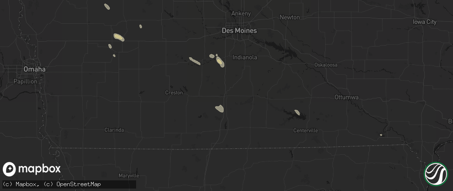 Hail map in Osceola, IA on July 27, 2026