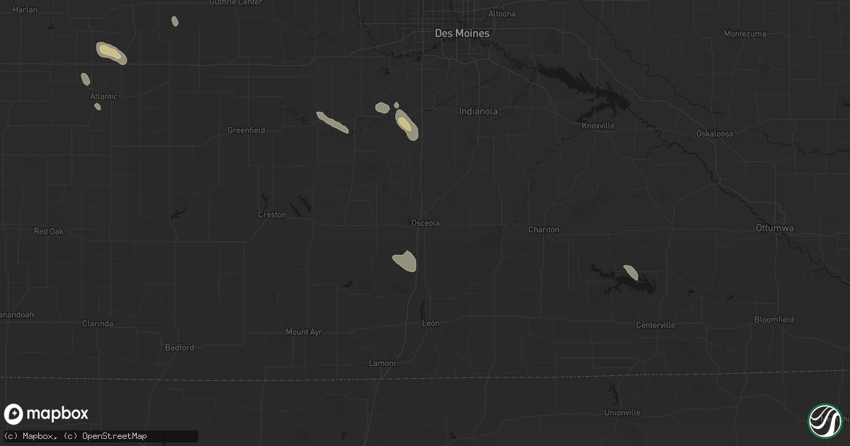 Hail map in Osceola, IA on July 27, 2026