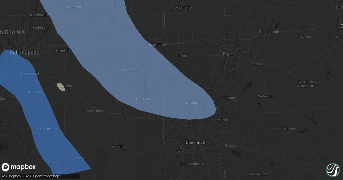 Hail map in Oxford, OH on July 27, 2026