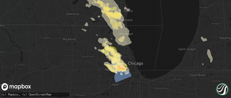 Hail map in Palatine, IL on July 27, 2026