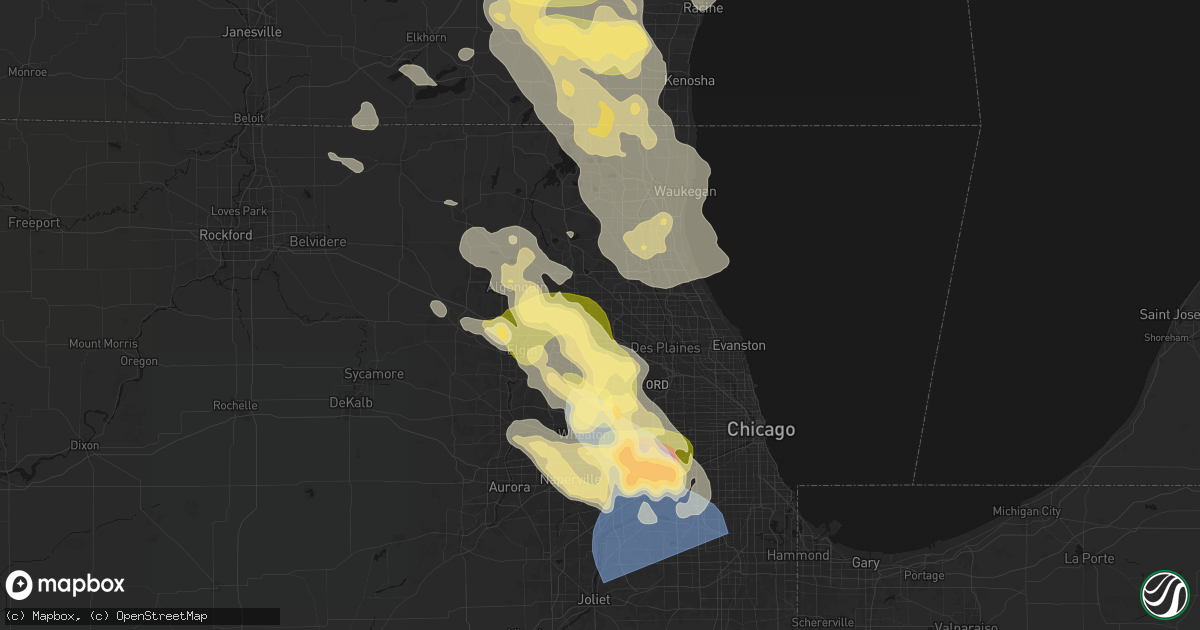 Hail map in Palatine, IL on July 27, 2026