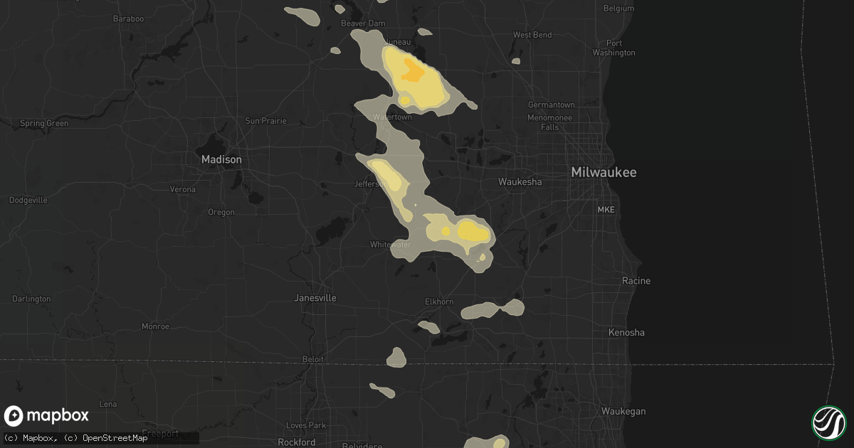 Hail map in Palmyra, WI on July 27, 2026