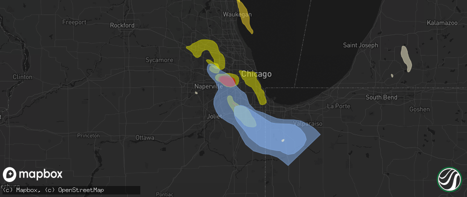 Hail map in Palos Park, IL on July 27, 2026