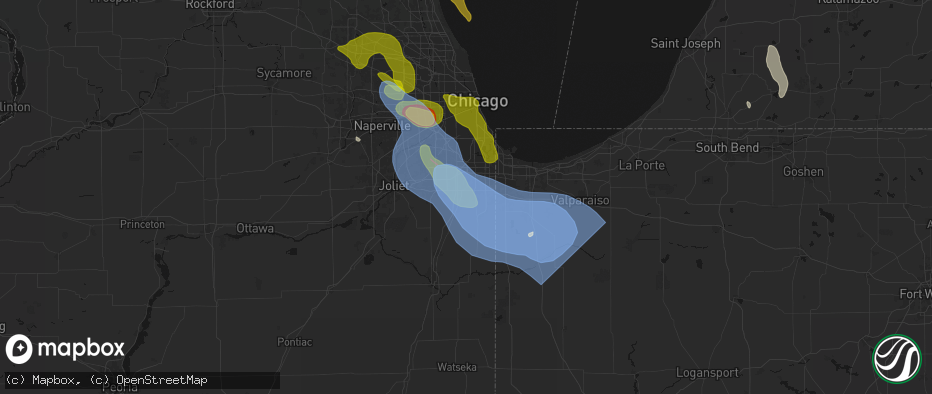 Hail map in Park Forest, IL on July 27, 2026