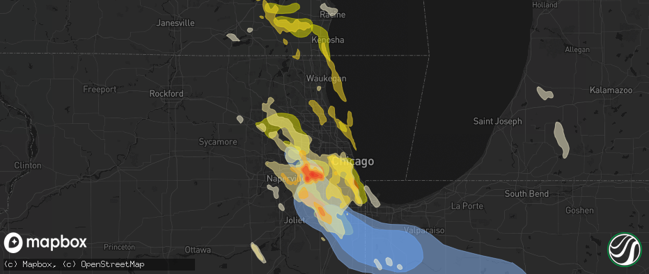 Hail map in Park Ridge, IL on July 27, 2026