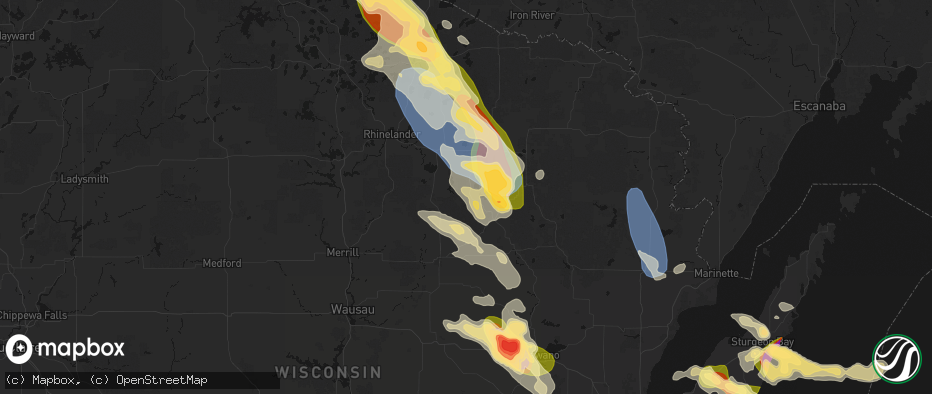 Hail map in Pearson, WI on July 27, 2026