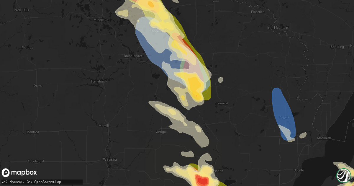 Hail map in Pearson, WI on July 27, 2026