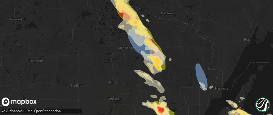 Hail map in Pelican Lake, WI on July 27, 2026