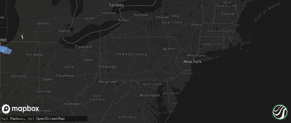Hail map in Pennsylvania on July 27, 2026