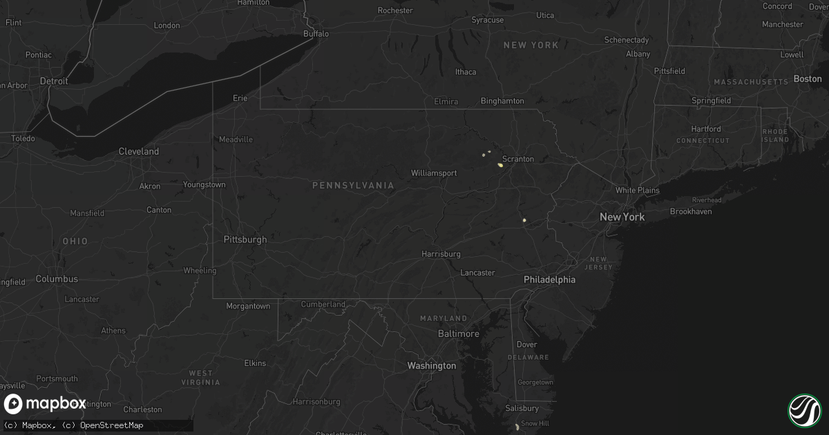 Hail map in Pennsylvania on July 27, 2026