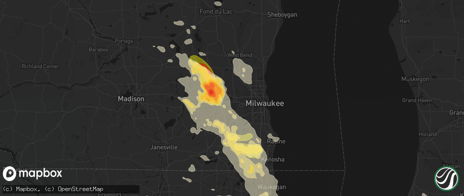 Hail map in Pewaukee, WI on July 27, 2026
