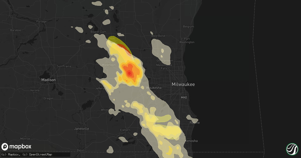 Hail map in Pewaukee, WI on July 27, 2026