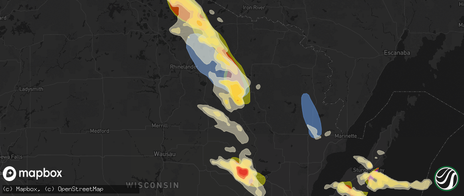 Hail map in Pickerel, WI on July 27, 2026