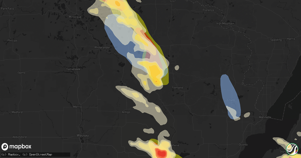 Hail map in Pickerel, WI on July 27, 2026