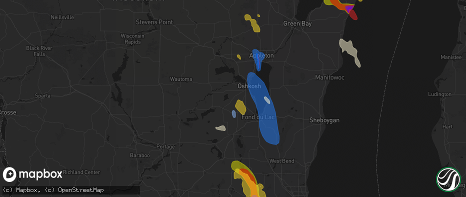 Hail map in Pickett, WI on July 27, 2026
