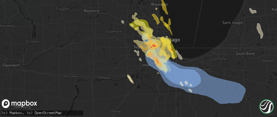 Hail map in Plainfield, IL on July 27, 2026