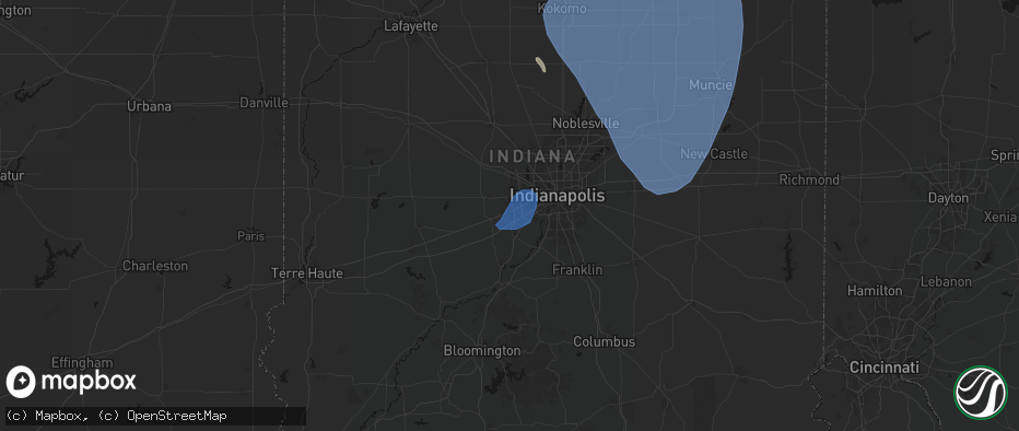 Hail map in Plainfield, IN on July 27, 2026