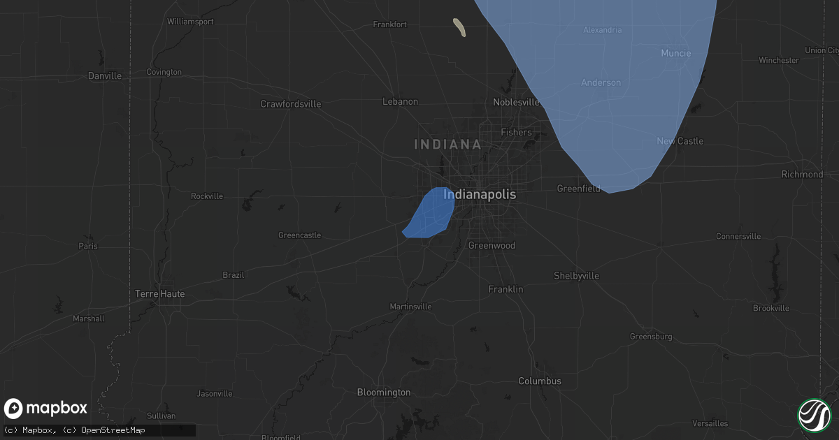 Hail map in Plainfield, IN on July 27, 2026