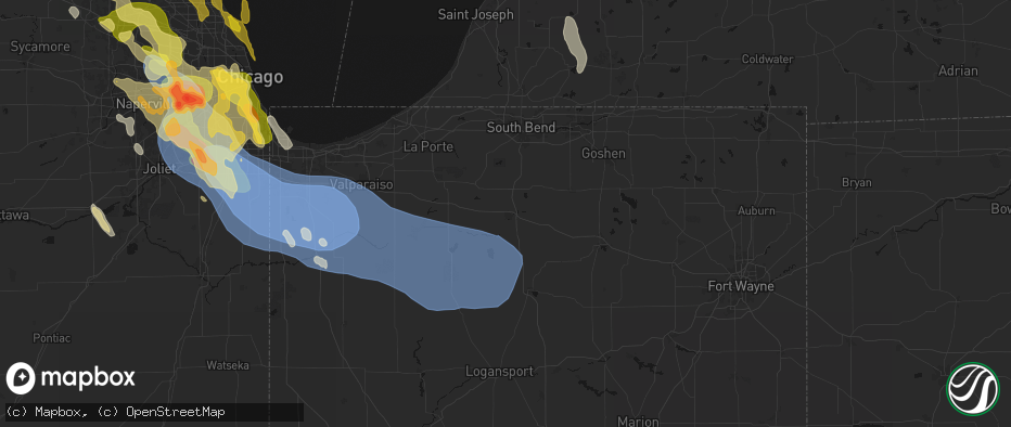Hail map in Plymouth, IN on July 27, 2026